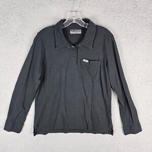 Figs Pro Polo Shirt Mens XL Black Pique Knit Pima Cotton Long Sleeve W22WW1008